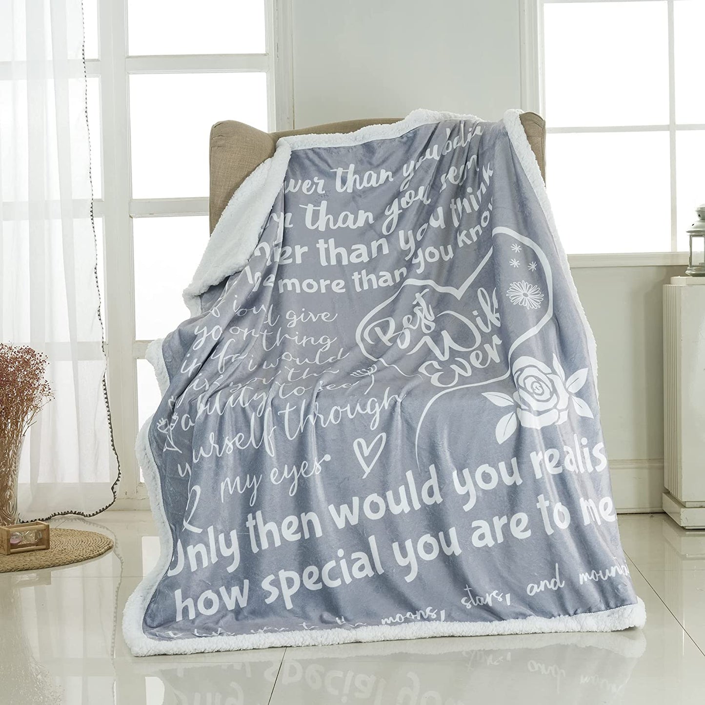 Wife Happy Anniversary Blanket with printed Loving Words