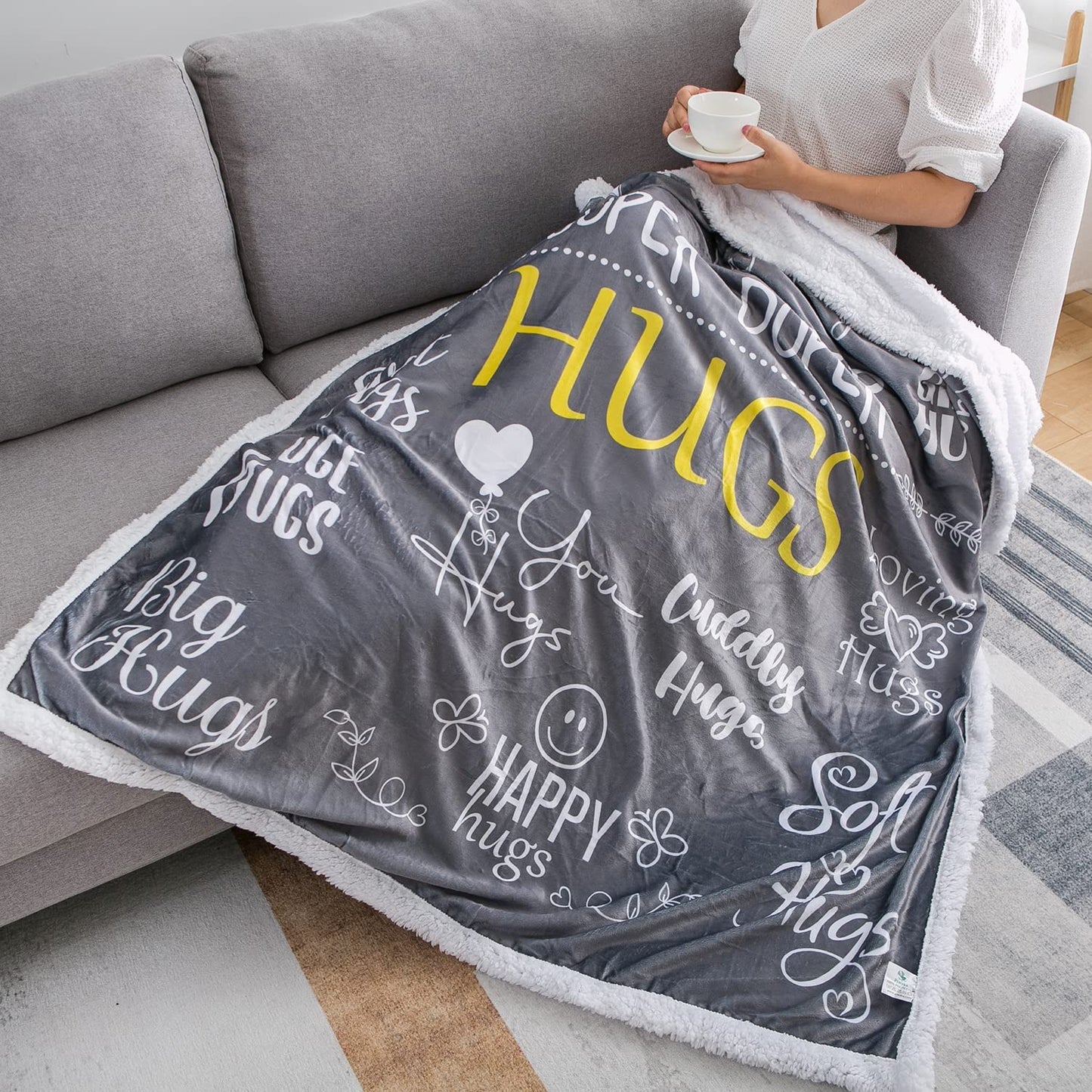 Hug Blanket Throw - Snuggly Soft Fleece Blanket Gift for Loved One