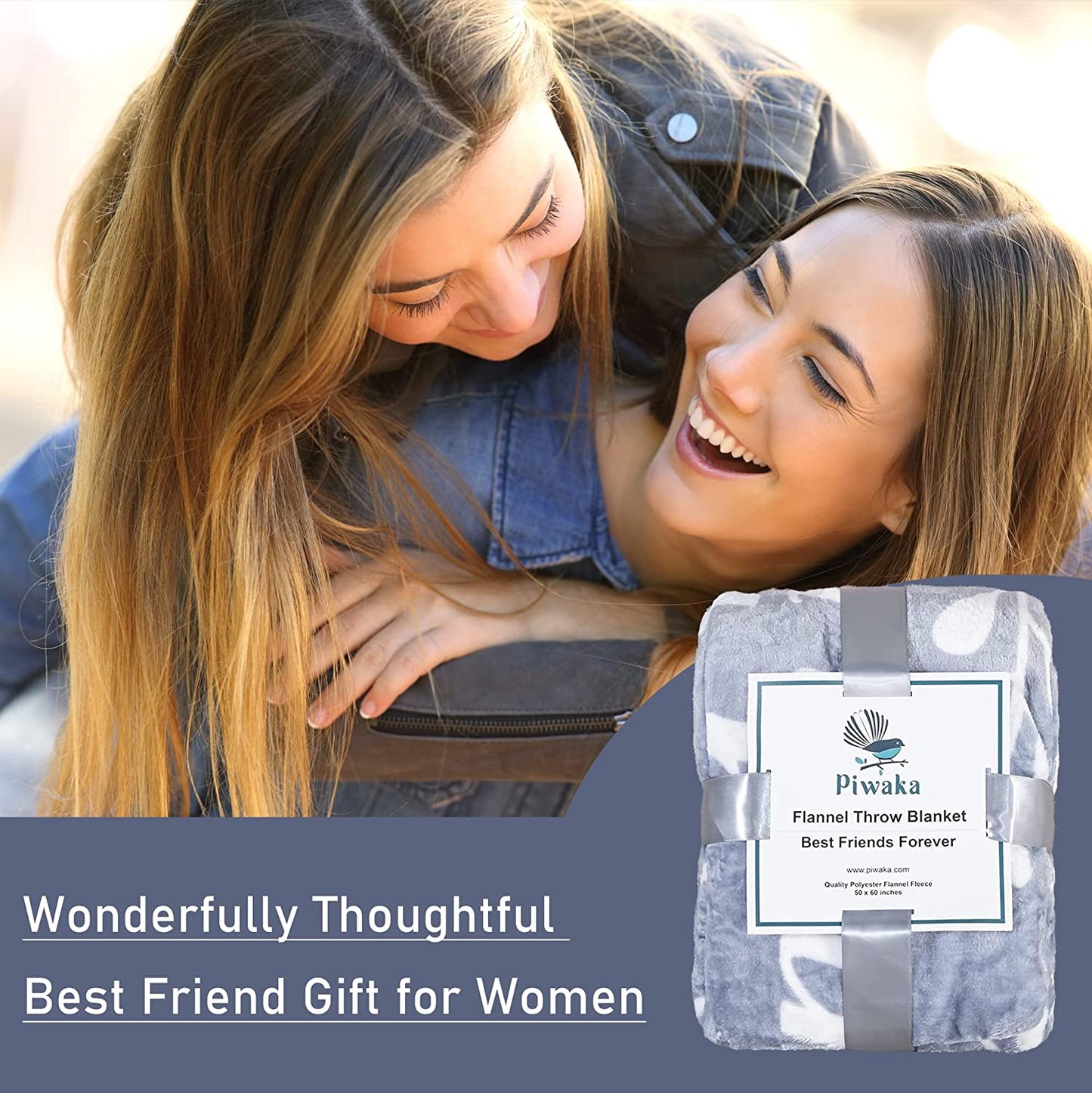 Best Friend Fleece Blanket Throw 50" X 60" - Best friend birthday gifts for women