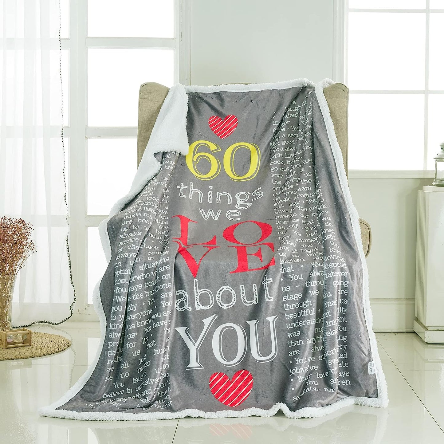 40th, 50th, 60th, 70th Years Throw Blanket with Loving Messages