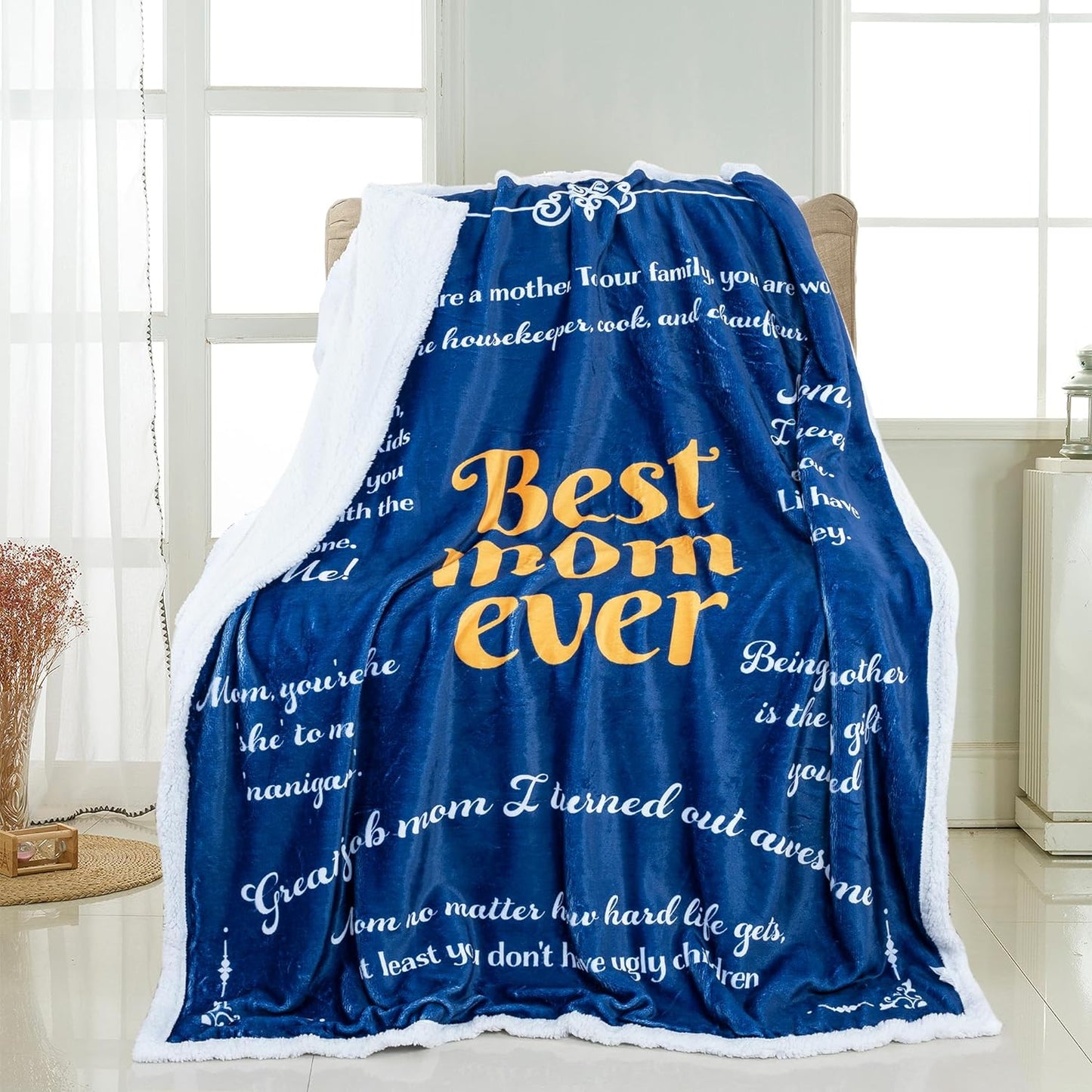 Piwaka Best Mom Ever Blanket, a Funny Gift That Ticks All The Right Boxes - Bring Laughter & Warmth to Your Beloved Mother: Christmas, Mother's Day, Birthday Gifts for Mom