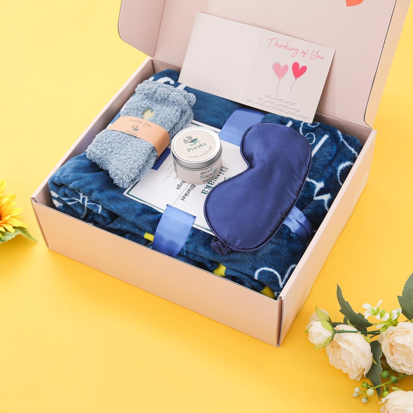 Sending a Hug Gift Box - Relaxing & Inspirational Self Care Basket - Sympathy, Encouragement, and Get Well Soon Gift for Women, Thoughtful Care Package for Her