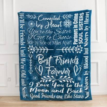 Best Friend Fleece Blanket Throw 50" X 60" - Best friend birthday gifts for women