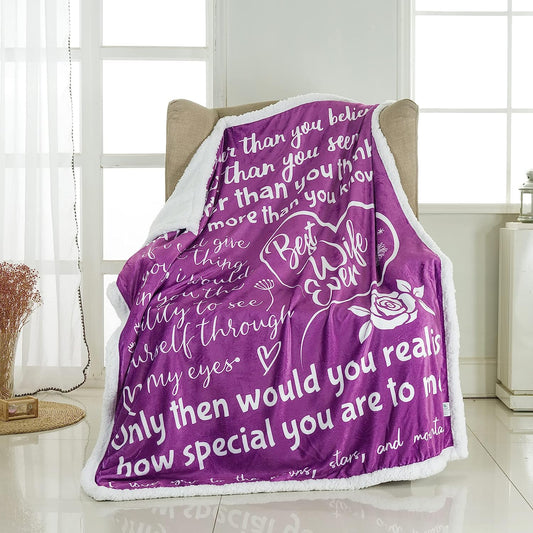 Wife Happy Anniversary Blanket with printed Loving Words