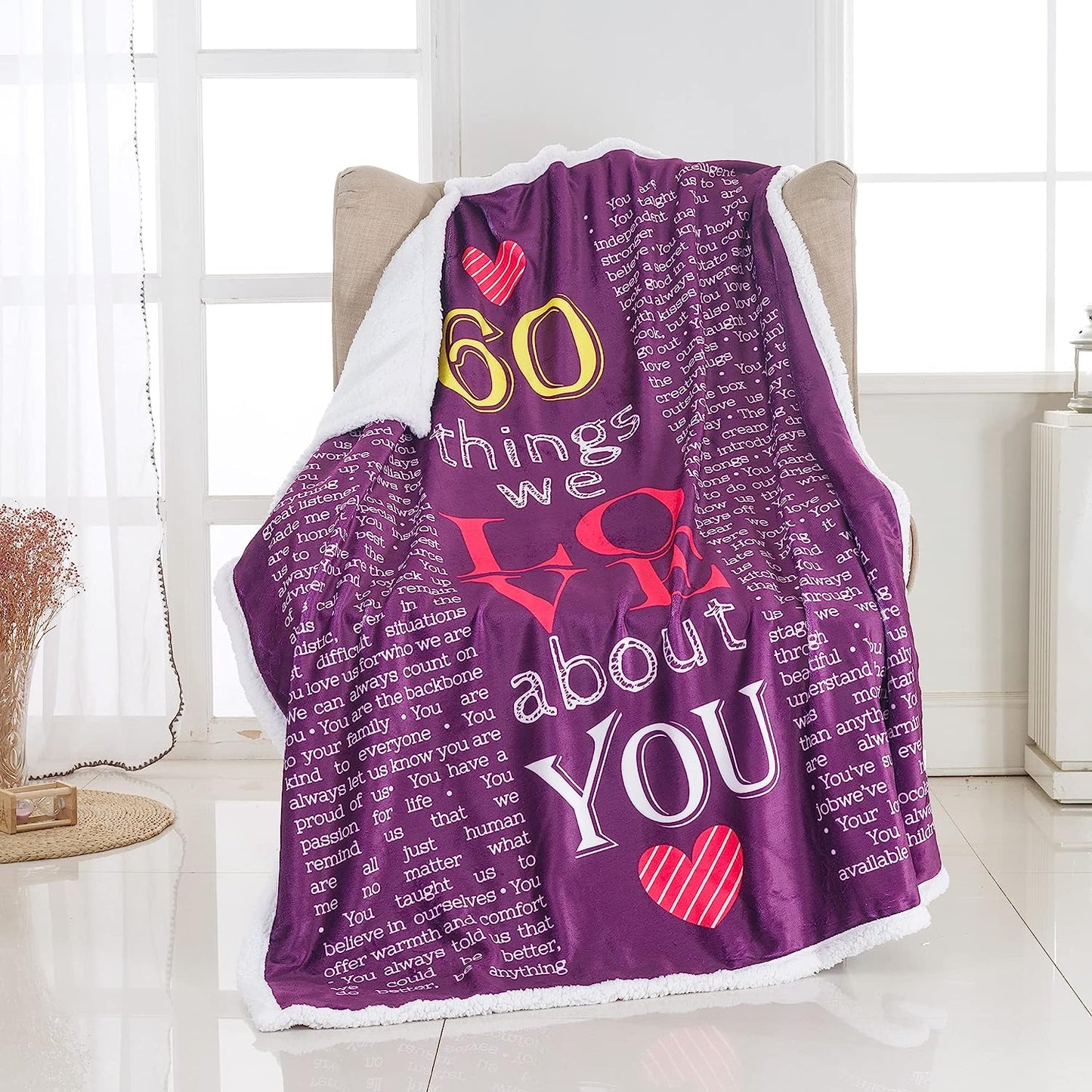40th, 50th, 60th, 70th Years Throw Blanket with Loving Messages