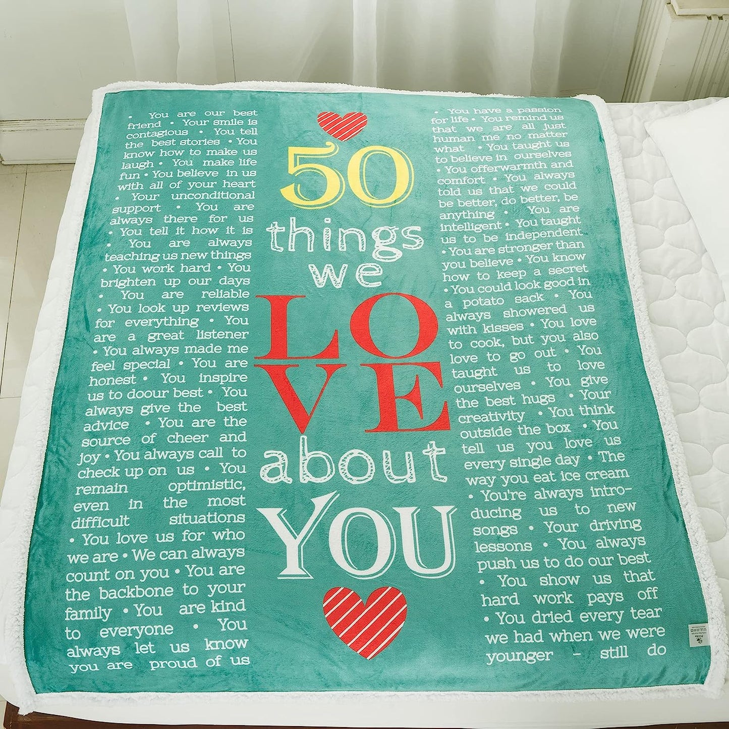 40th, 50th, 60th, 70th Years Throw Blanket with Loving Messages
