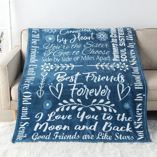 Best Friend Fleece Blanket Throw 50" X 60" - Best friend birthday gifts for women