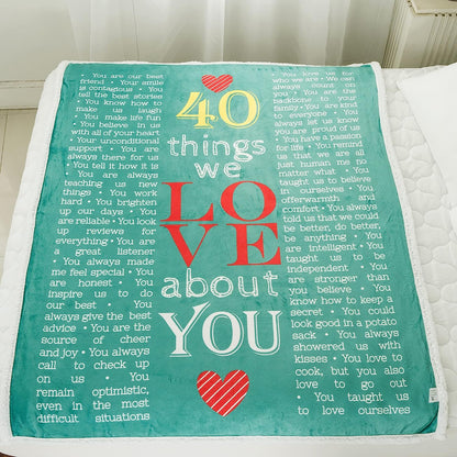 40th, 50th, 60th, 70th Years Throw Blanket with Loving Messages