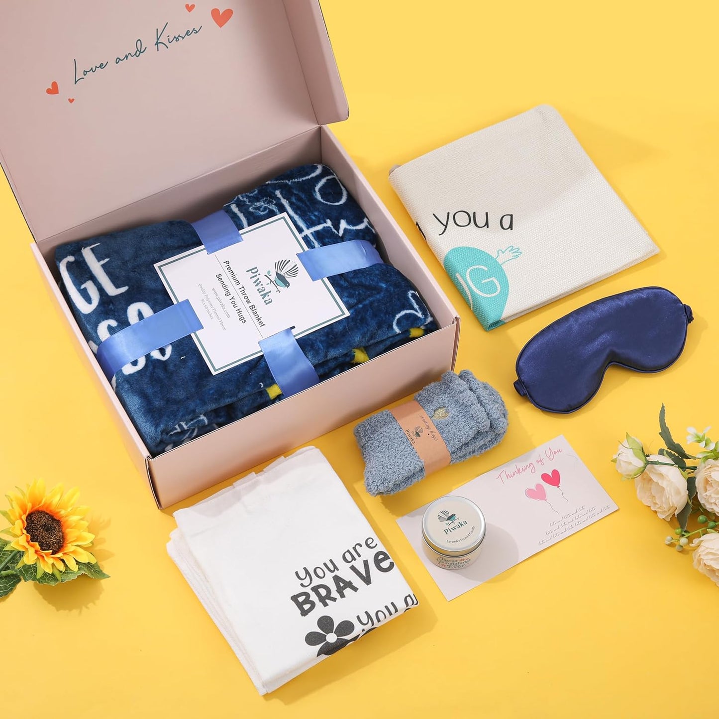 Sending a Hug Gift Box - Relaxing & Inspirational Self Care Basket - Sympathy, Encouragement, and Get Well Soon Gift for Women, Thoughtful Care Package for Her